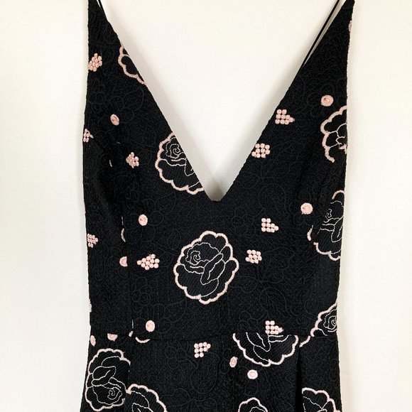 Topshop black mini dress with floral pattern - Size 10 - Picture 6 of 16